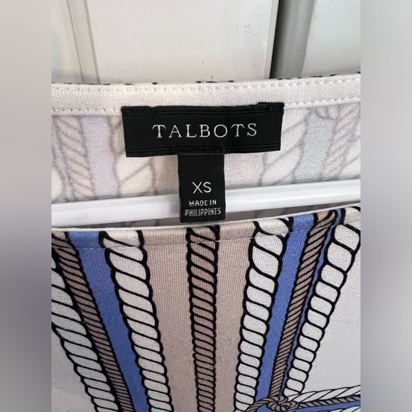 Talbots XS top. 3/4 sleeve, nautical print. Work, office, resort wear, cruise. - Picture 2 of 5